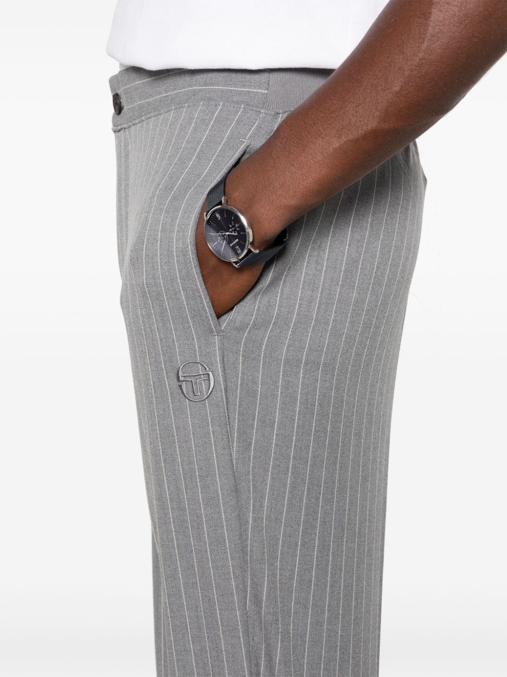 Shop Sergio Tacchini Pinstripe Trousers In Grey