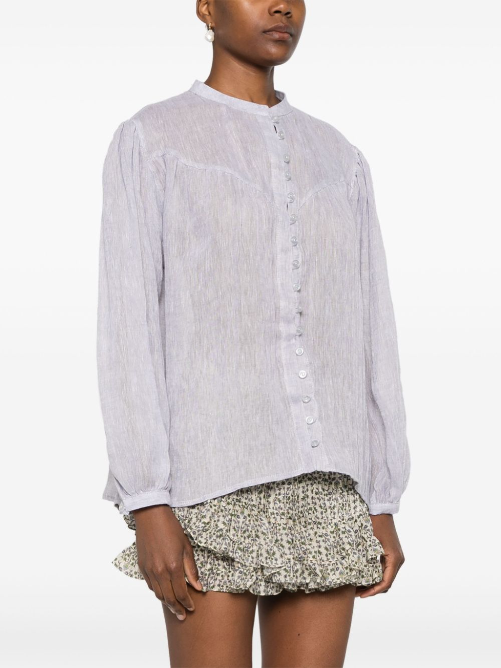 Shop Pnk Linen Blouse In Grey