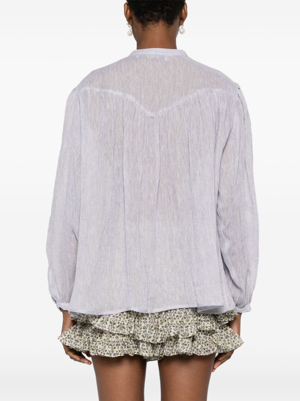 Shop Pnk Linen Blouse In Grey