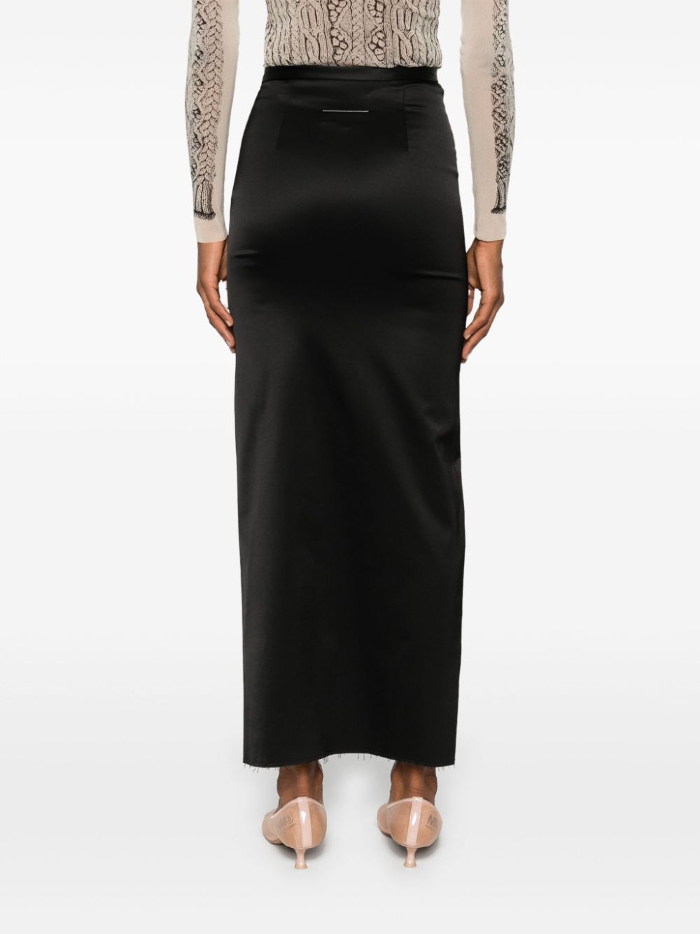 Shop Mm6 Maison Margiela Slit Mid Skirt In Black