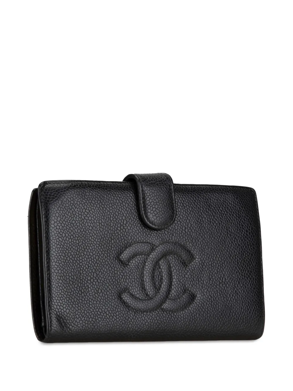 CHANEL 2004-2005 CC Caviar Leather Wallet long wallets Women