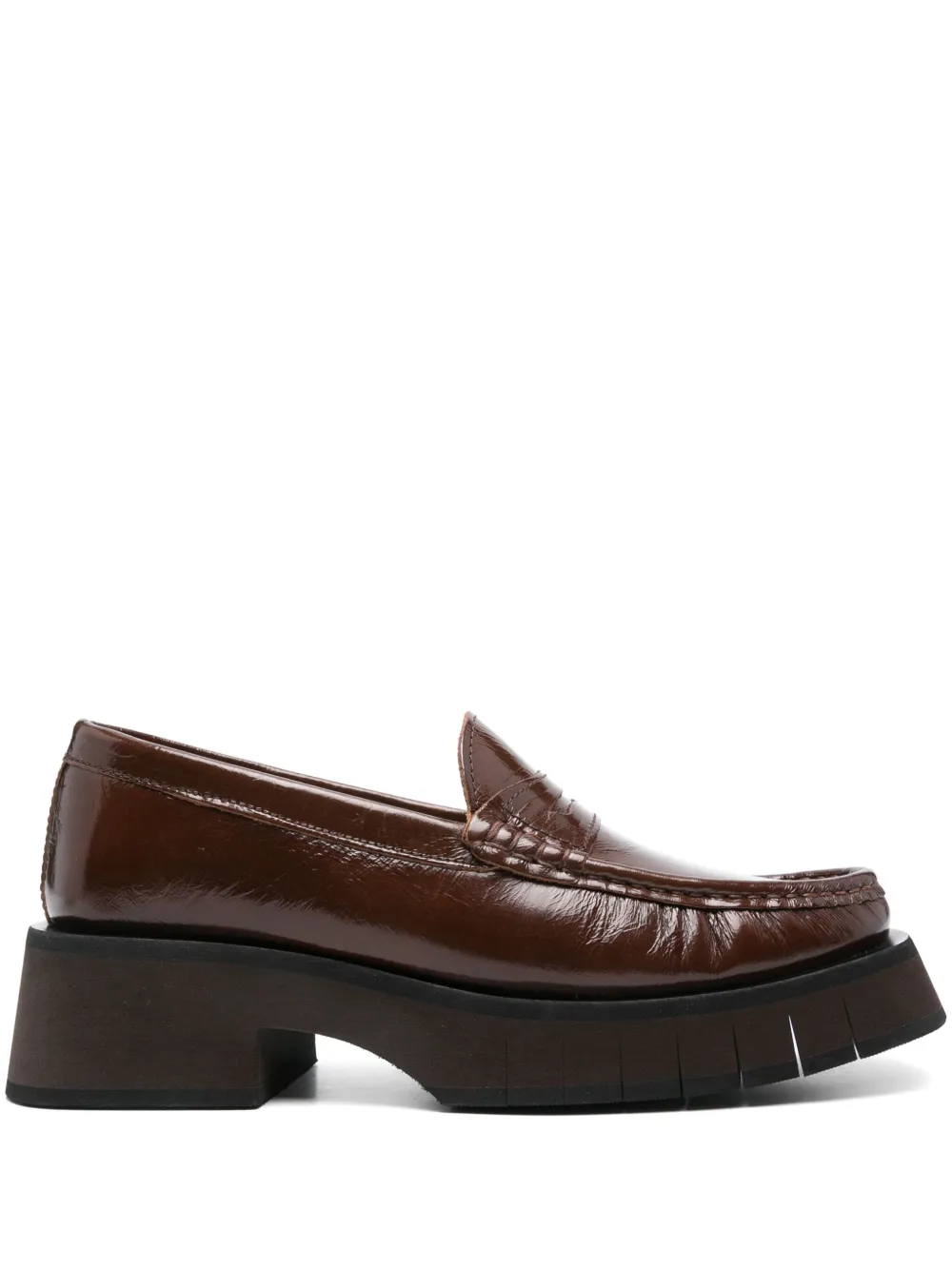 Paloma Barceló 45mm Crinkled Leather Loafers In Brown