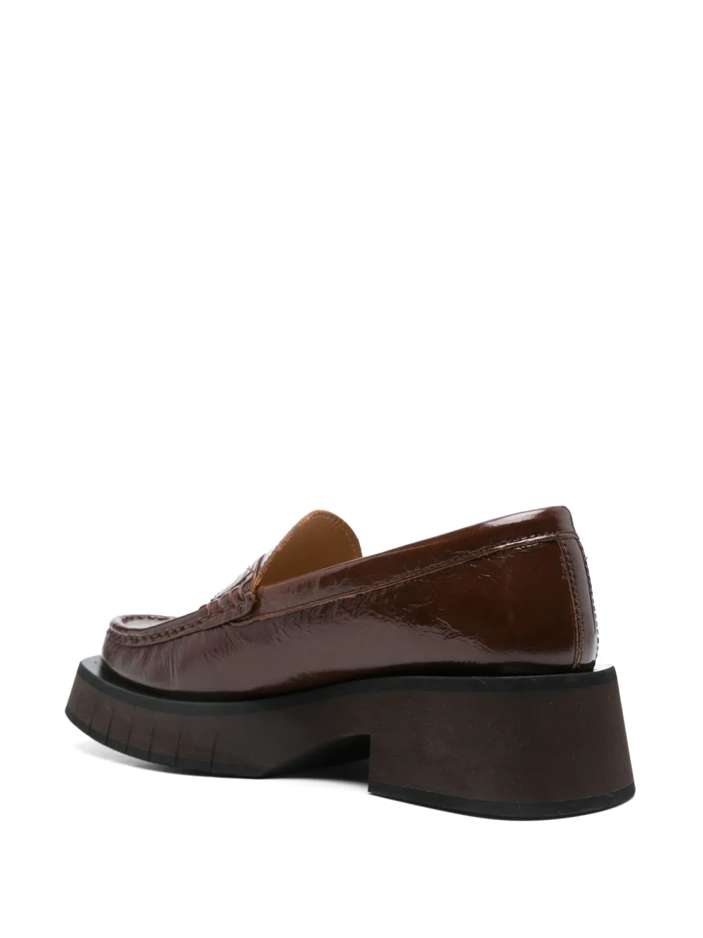 Paloma Barceló 45mm Crinkled Leather Loafers In Brown