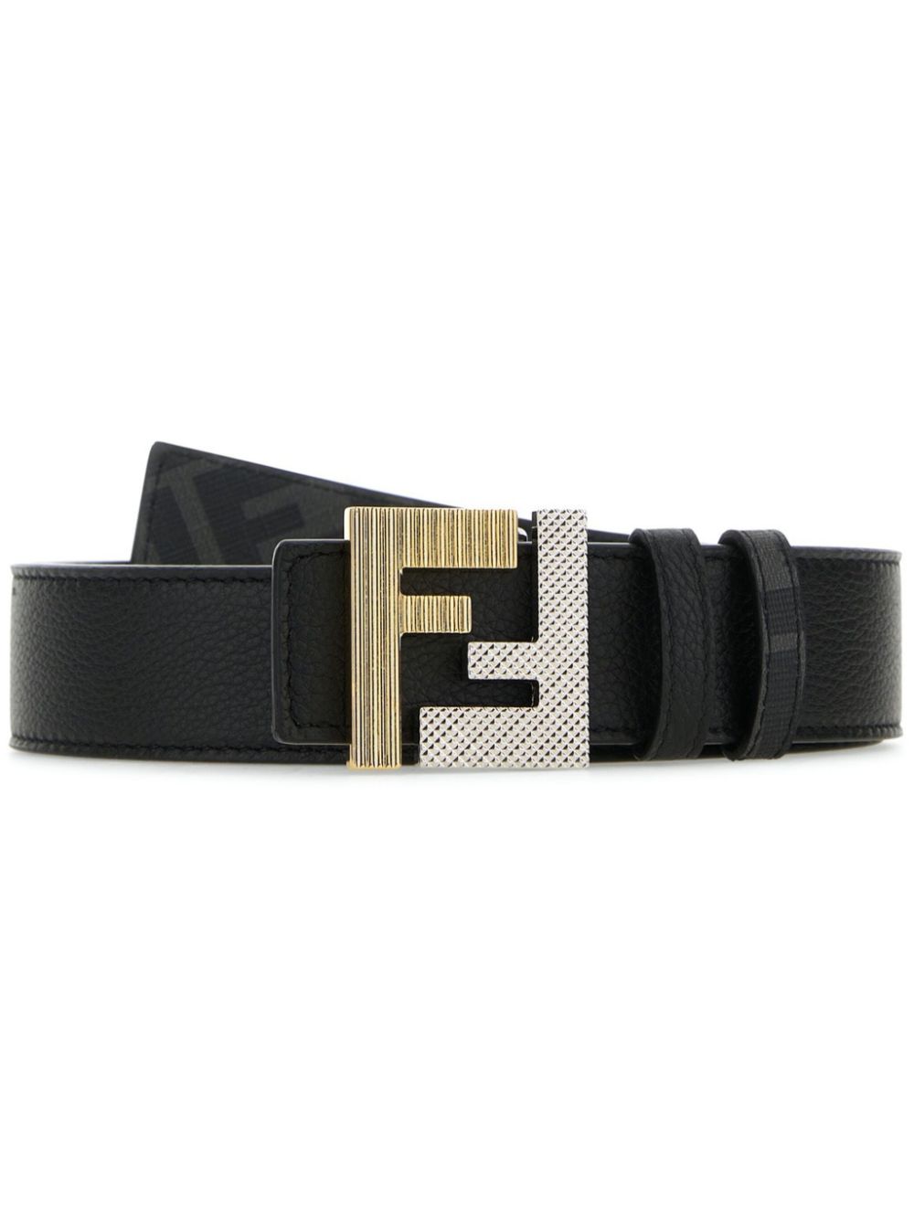 FENDI Leren riem met FF-patroon Zwart