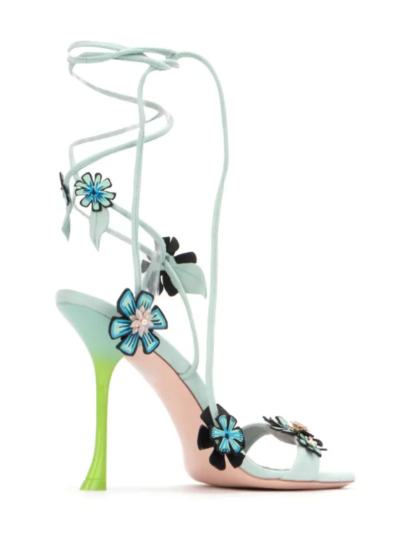 Roger Vivier Sandales Blossom 100 Mm Bleu FARFETCH FR