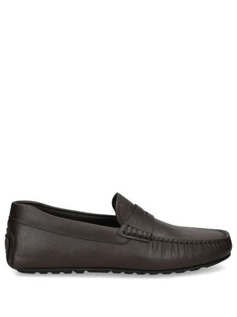 BOSS logo-stripe leather driving moccasins