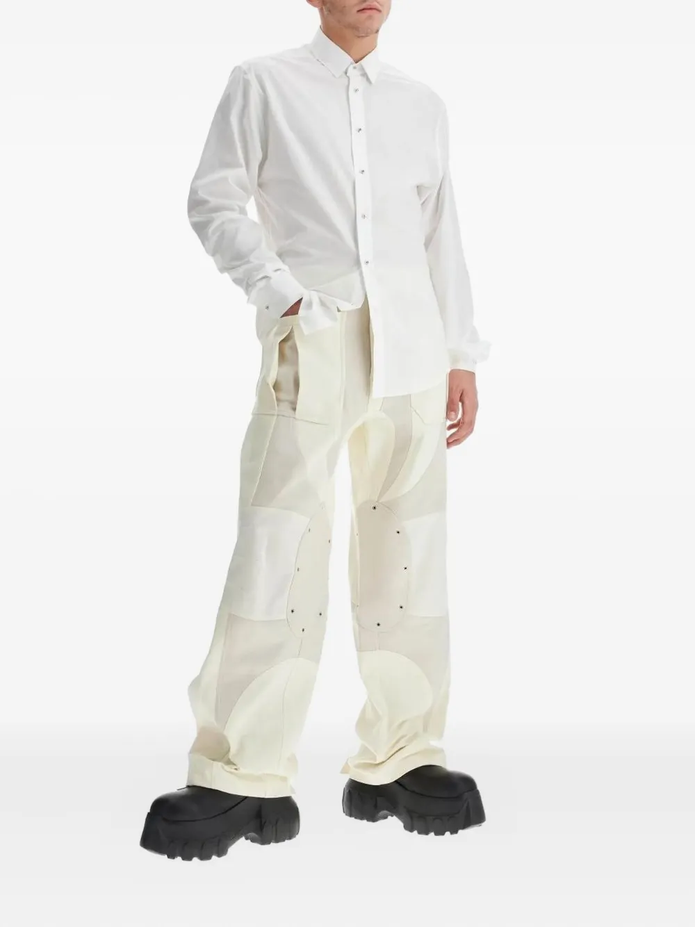 Mugler panelled studded trousers Beige