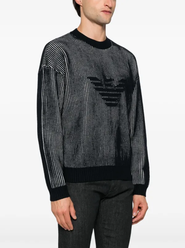 Emporio Armani outlet two tone logo embroidery sweater M