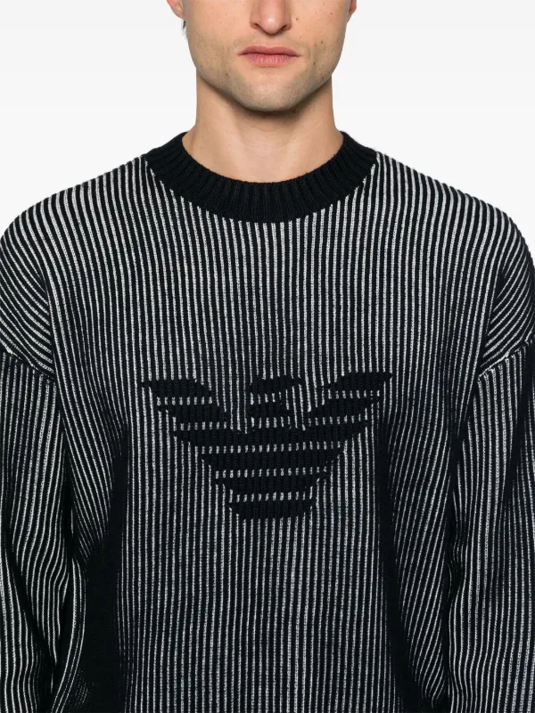 Emporio Armani two good tone logo embroidery sweater M