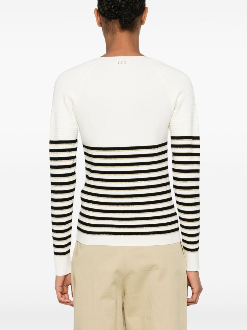 Shop Liu •jo Striped Sweater In White