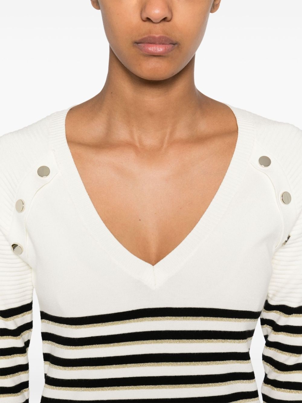 Shop Liu •jo Striped Sweater In White