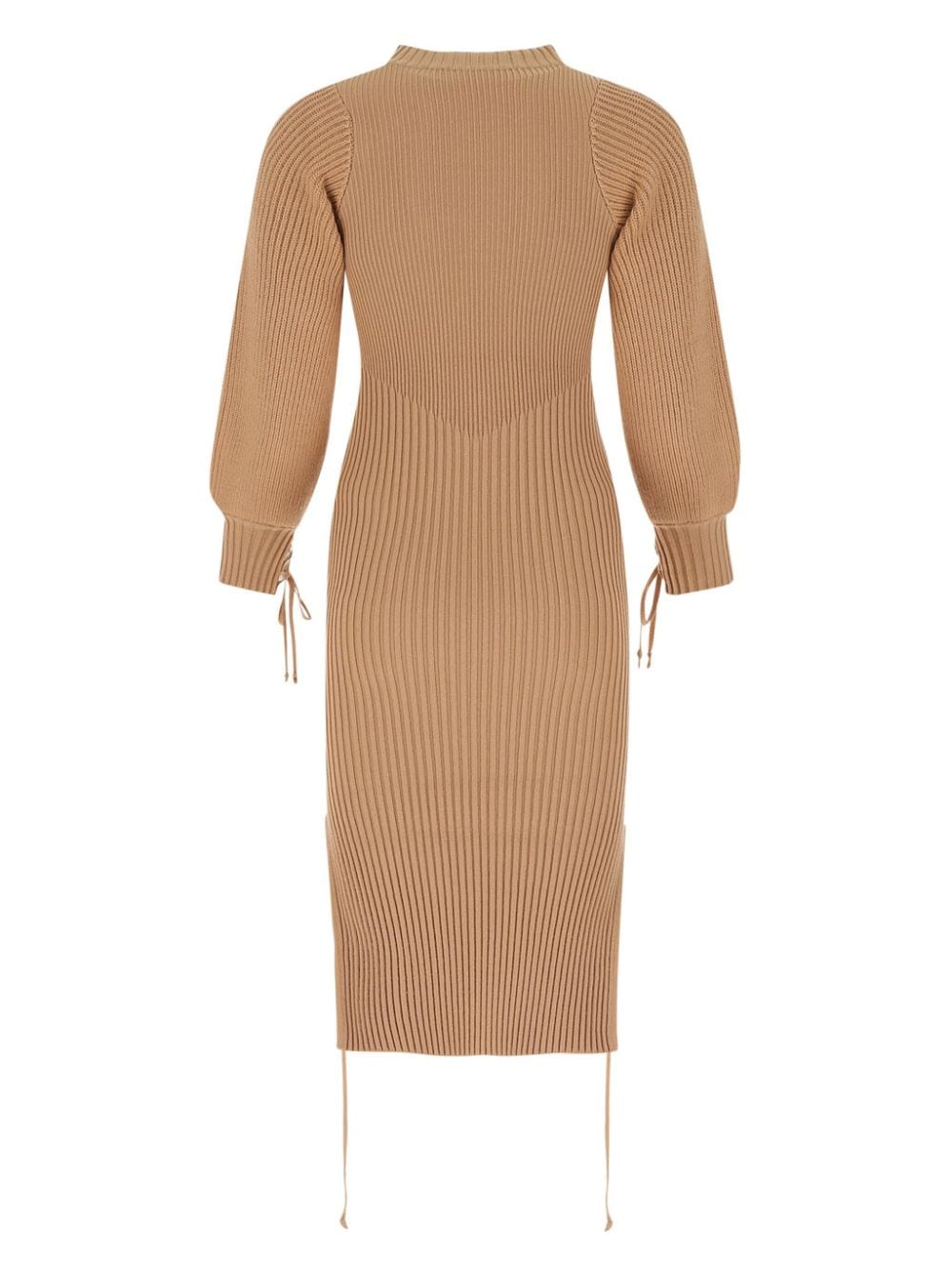 Shop Andreädamo Ribbed-knit Midi Dress In Neutrals