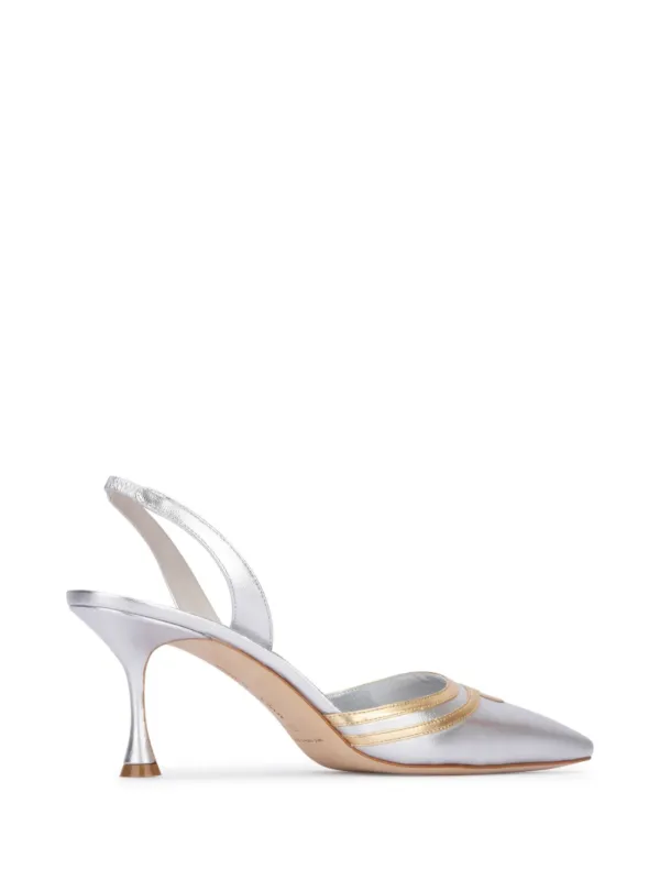 シューズ・サンダルその他 MANOLO BLAHNIK Woman Pumps Milk 4241926 1309 Manolo Blahnik 80mm Leather Pumps | Silver | FARFETCH