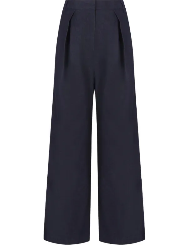 Co Pleat-detail Trousers in Blue