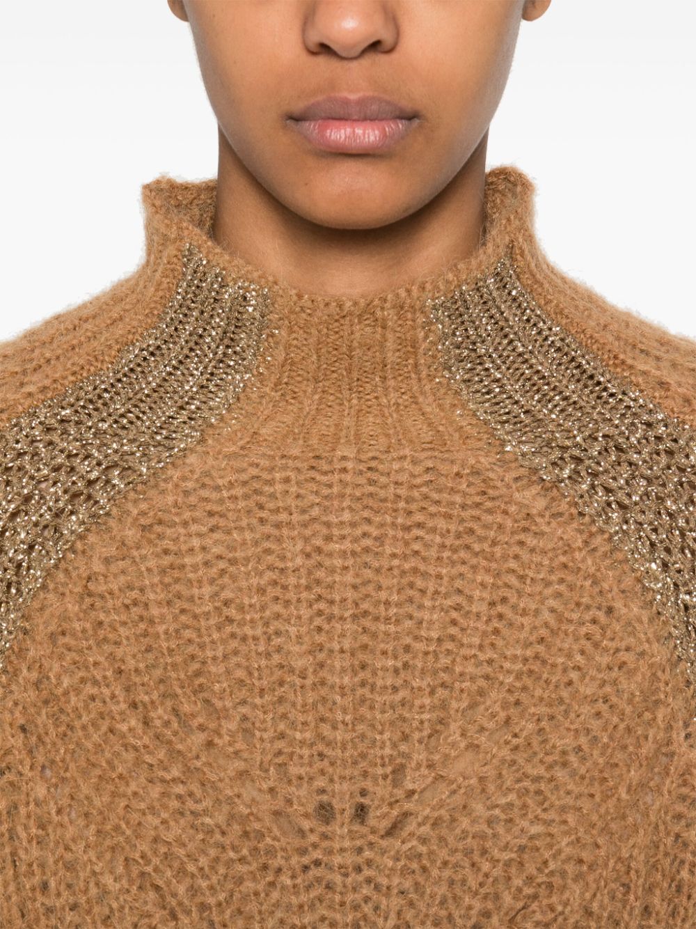 Shop Liu •jo Lurex-detail Sweater In Neutrals