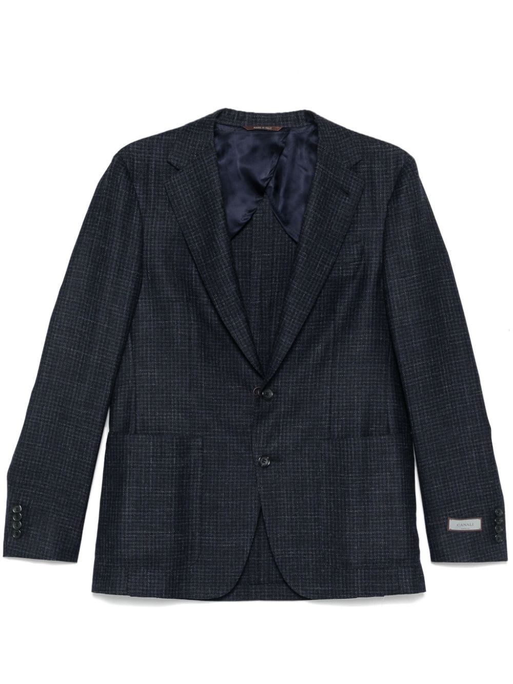 Shop Canali Checked Blazer In Blue