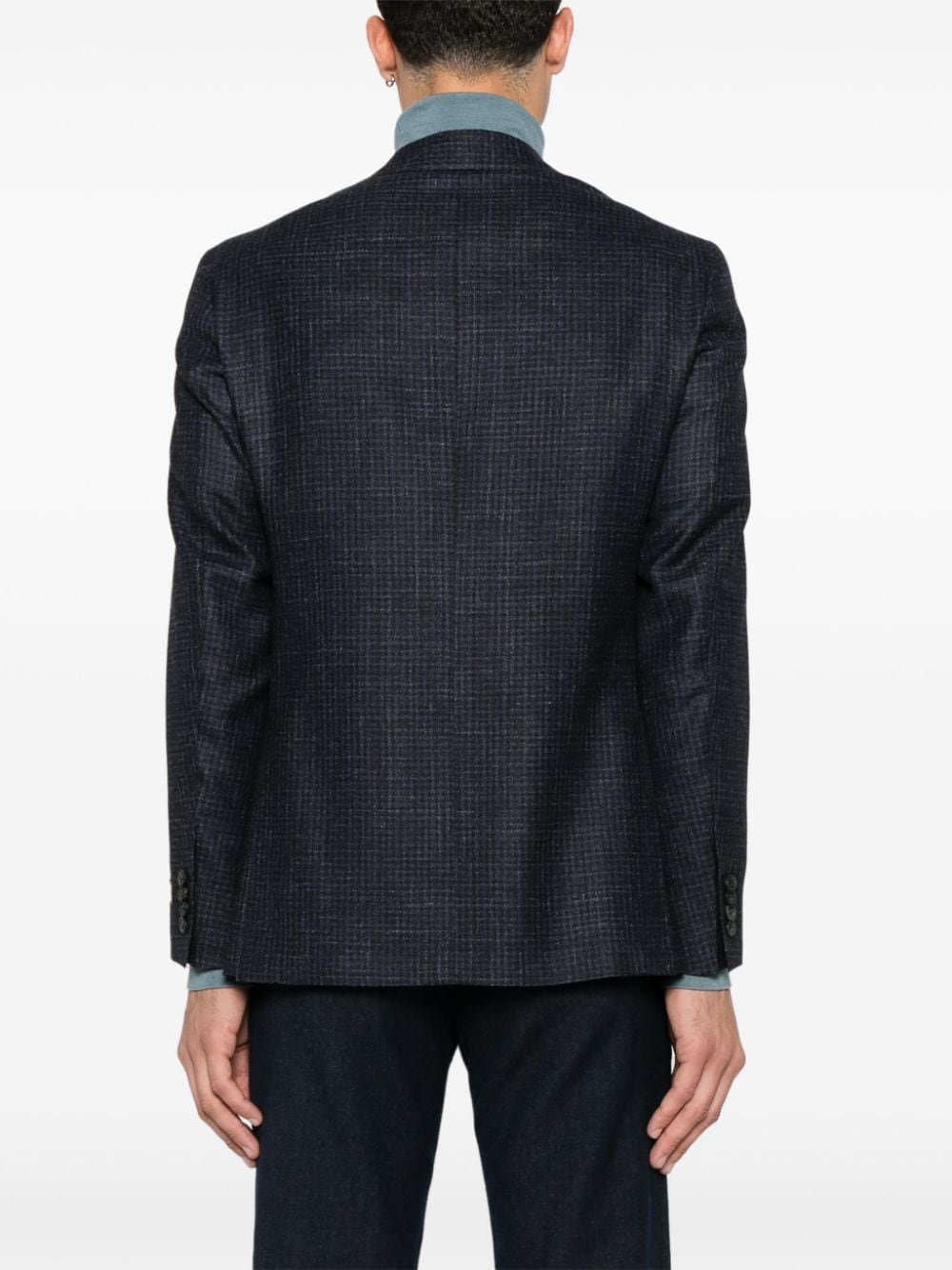 Shop Canali Checked Blazer In Blue