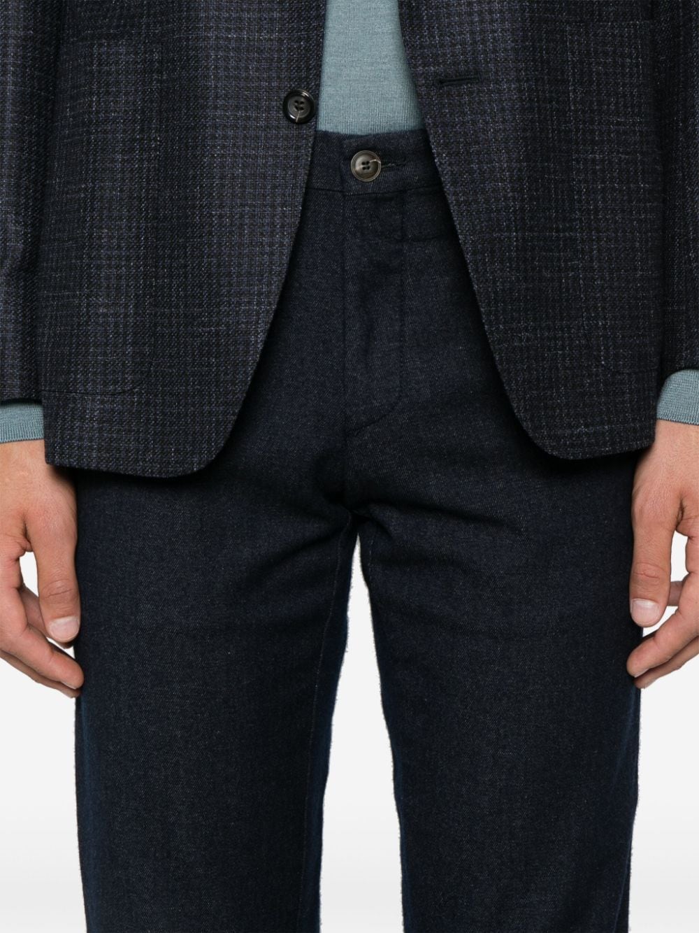 Shop Canali Twill Trousers In Blue