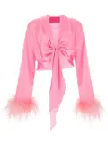 VERGUENZA feather-trim top - Pink