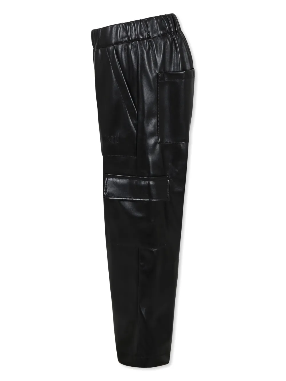 Shop Msgm Faux-leather Trousers In Black
