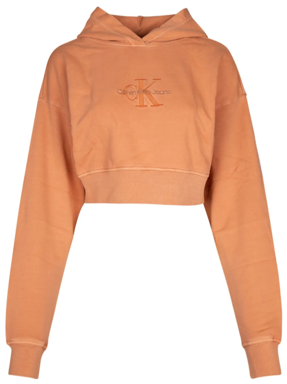 Shop Calvin Klein Logo-print Hoodie In Sec|burntclay