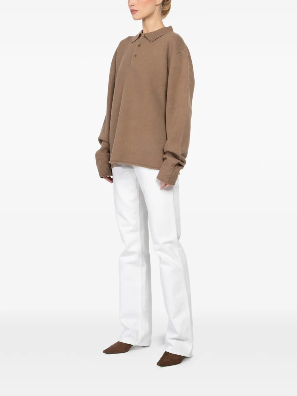 extreme cashmere Marylebone buttoned polo top - Braun