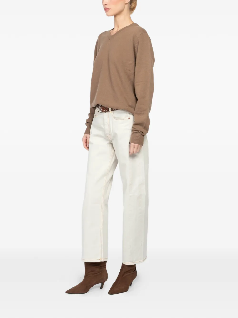 extreme cashmere Trui met V-hals en lange mouwen Bruin