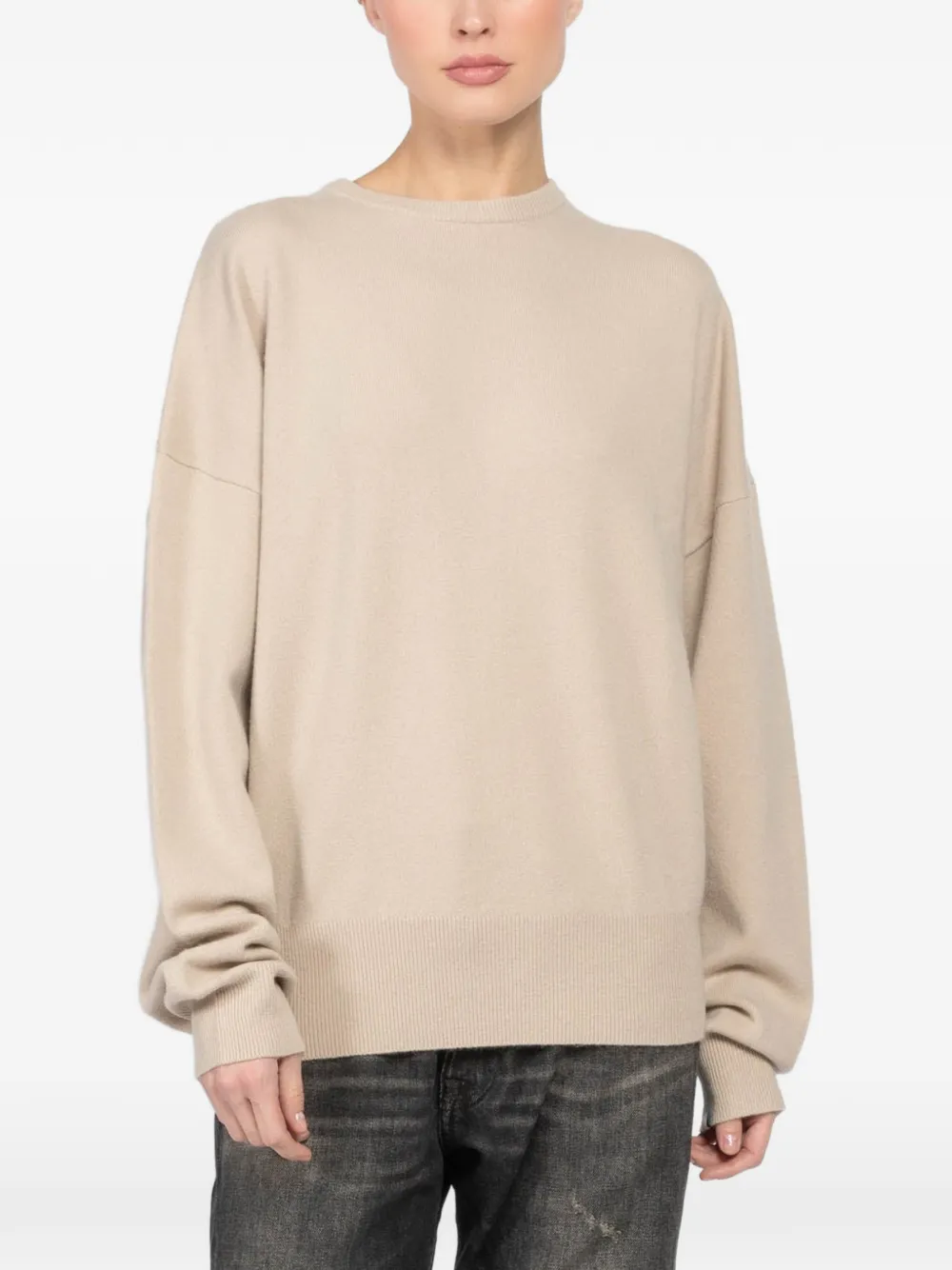 extreme cashmere Trui met hoge hals en lange mouwen Beige