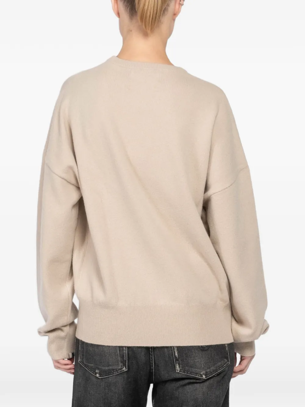 extreme cashmere Trui met hoge hals en lange mouwen Beige