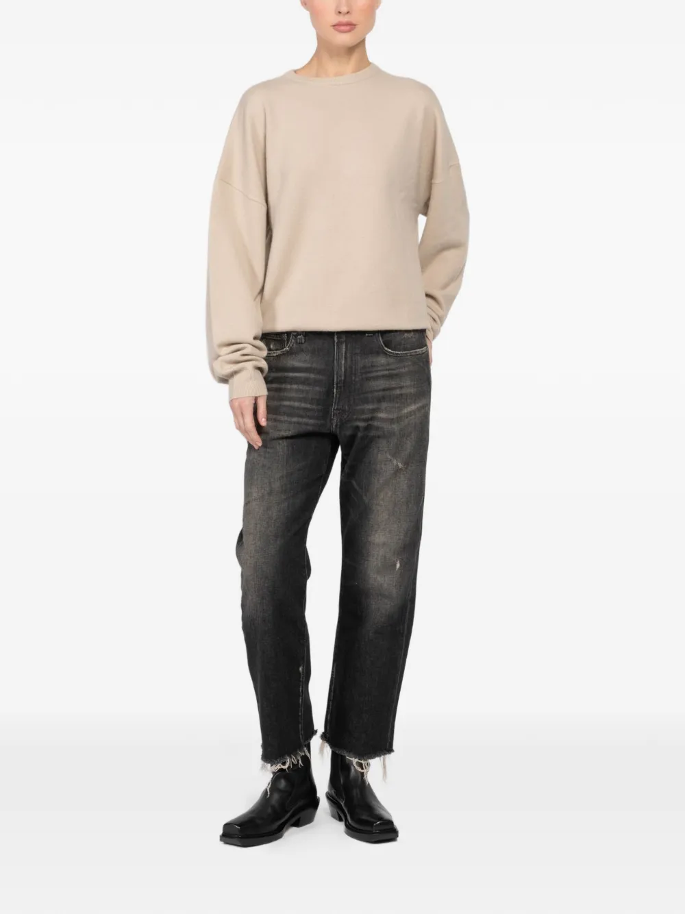 extreme cashmere Trui met hoge hals en lange mouwen Beige