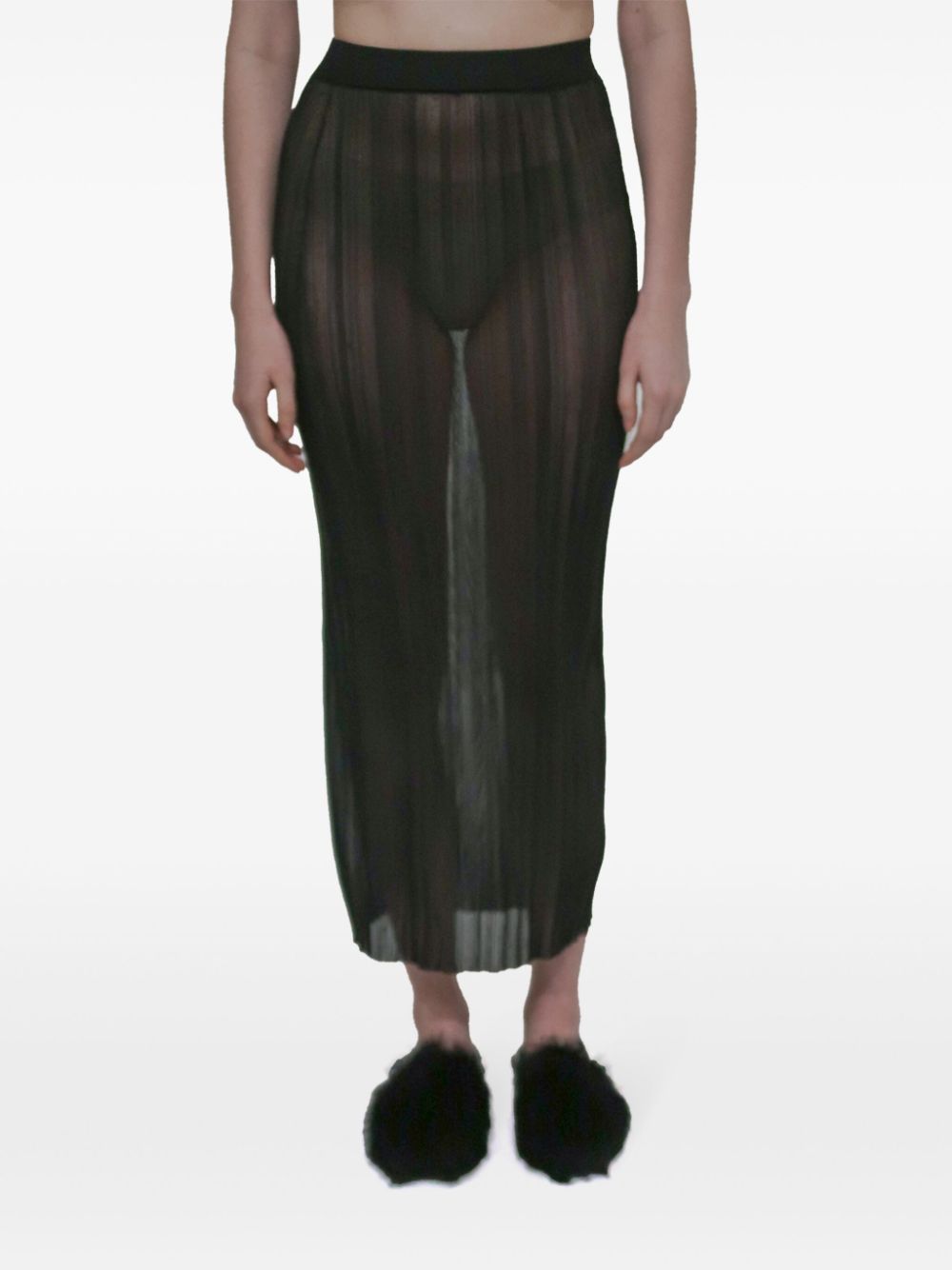 Shop Rosetta Getty Sheer Plissé Skirt In 黑色