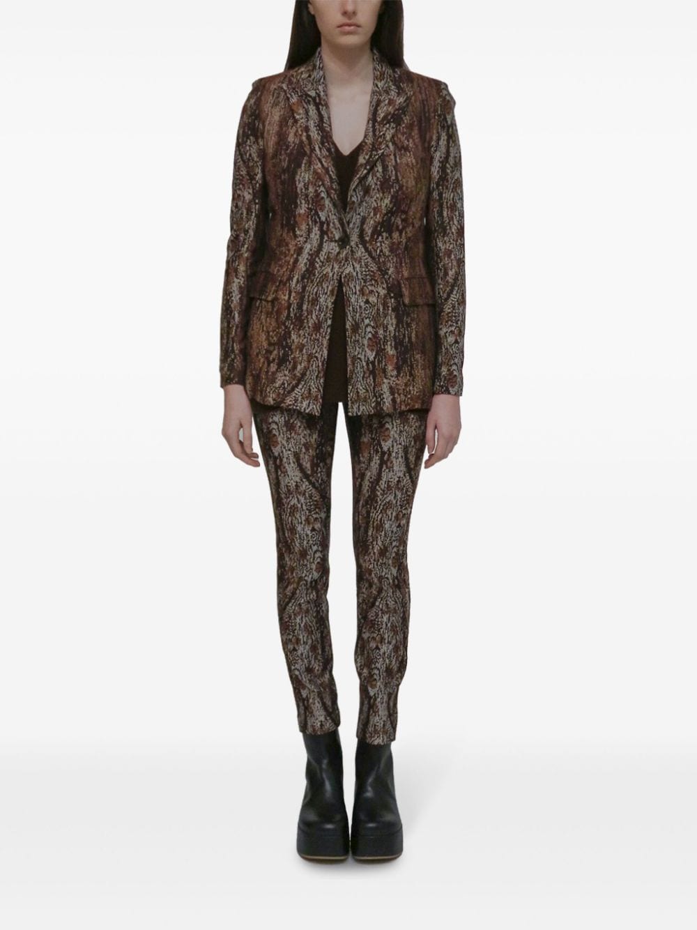 Shop Rosetta Getty Printed Peak Lapel Jacket In Brown