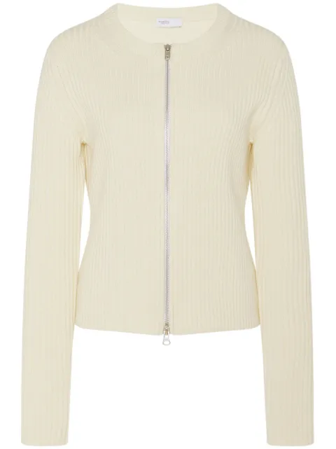 Rosetta Getty zip-up ribbed knit cardigan