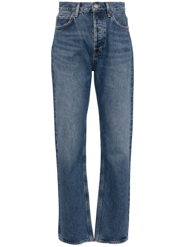【送料&関税込】AGOLDE Blue Jeans With Belt Loops And Logo P Agolde Blue Jeans With Belt Loops And Logo Patch On The Rear