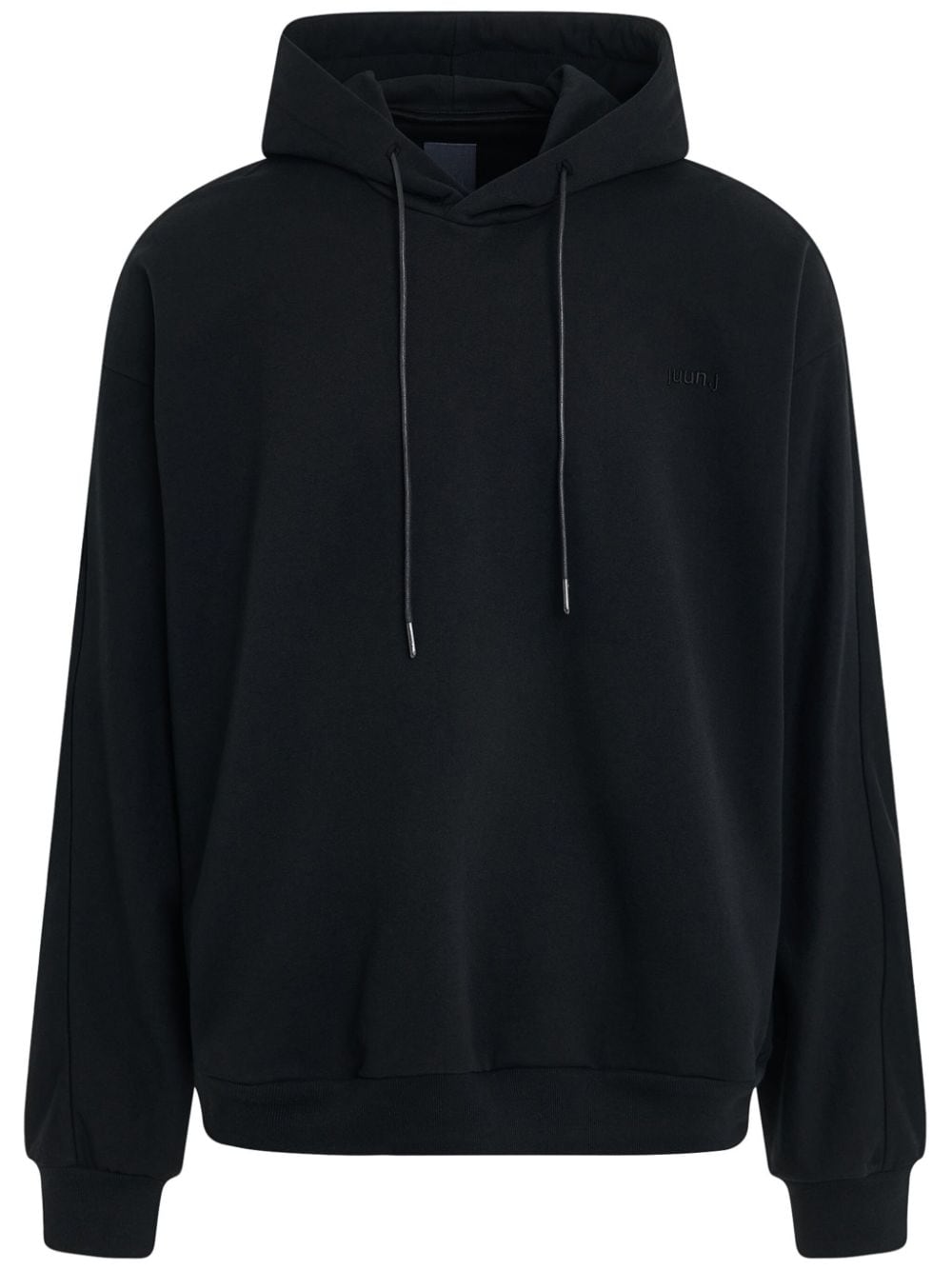 Juun.J logo-embroidered hoodie – Black