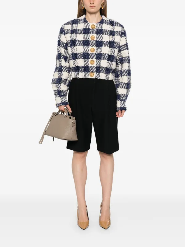 【関税込み】Balmain ブルー＆ホワイト チェック ジャケット Balmain チェック ジャケット | ブルー | FARFETCH JP