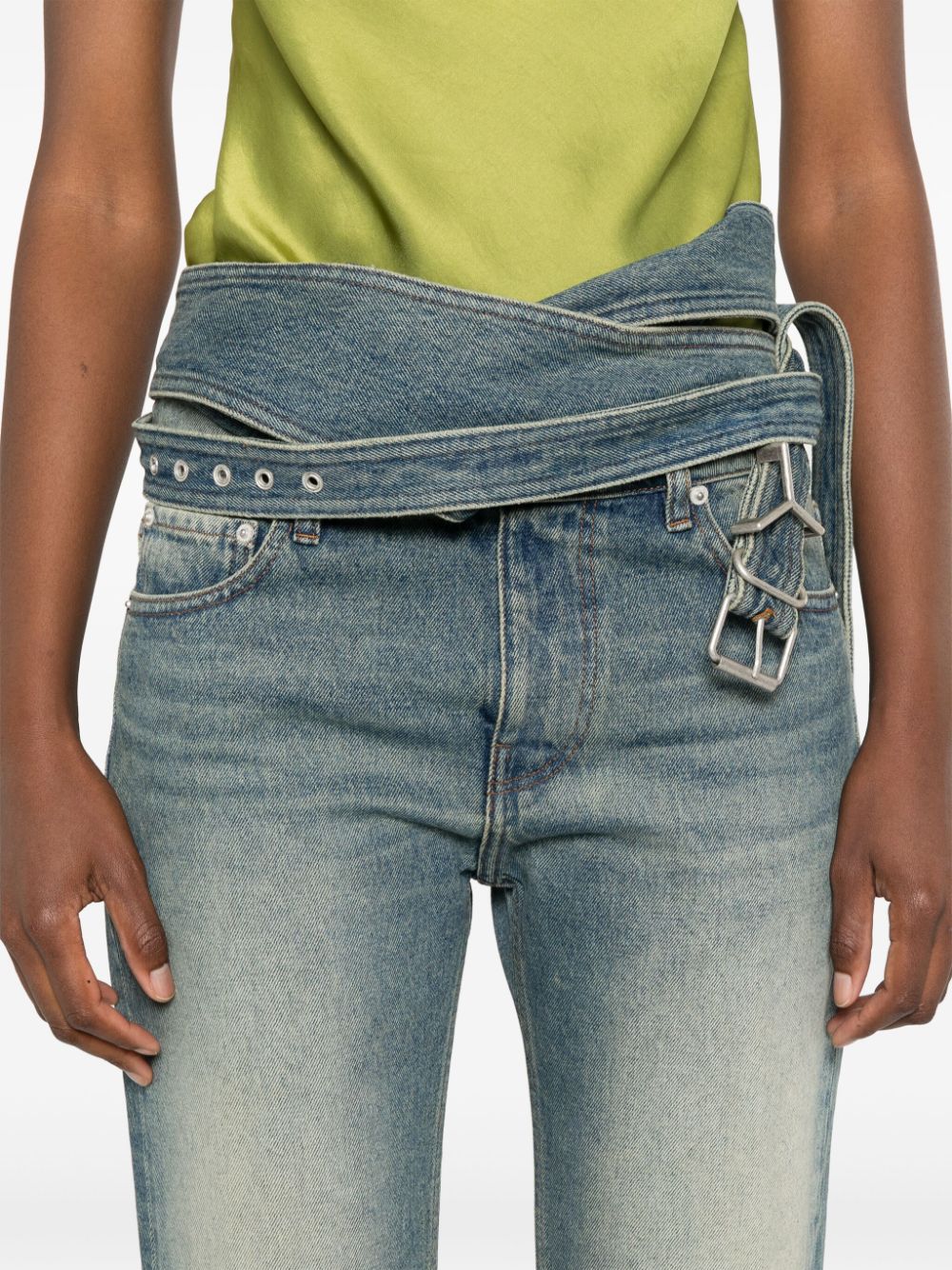 Shop Y/project Wrap Belt Jeans In Blue