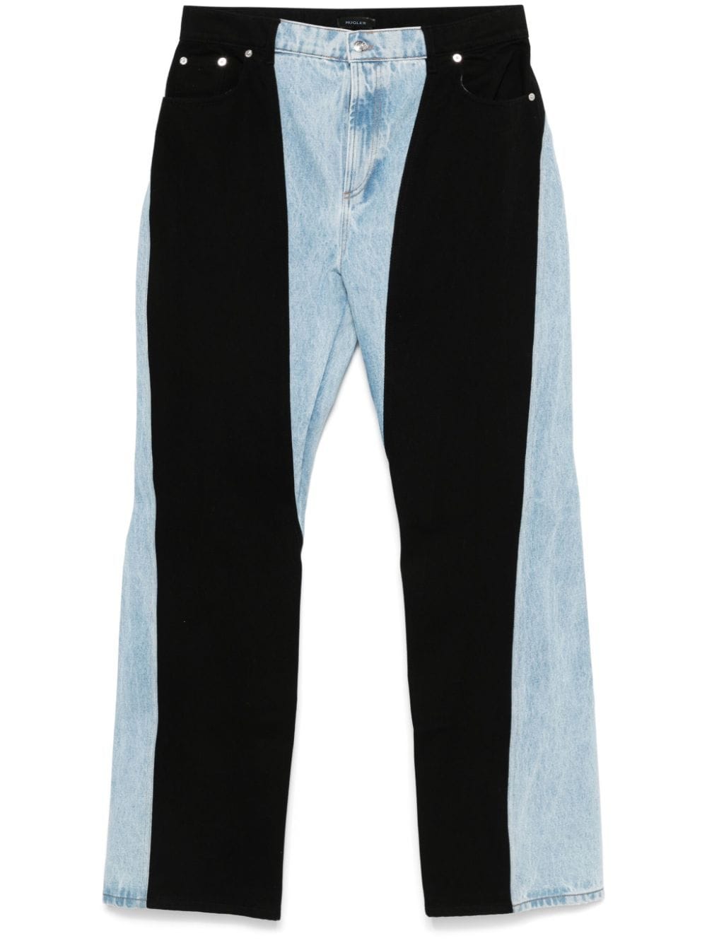 Shop Mugler Colourblock Straight-leg Jeans In B8999 - Tokyo Blue Black