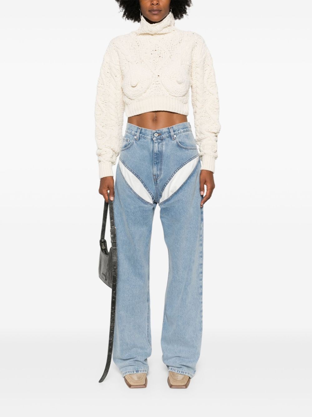 Shop Y/project Contrast-panel Jeans In Blue