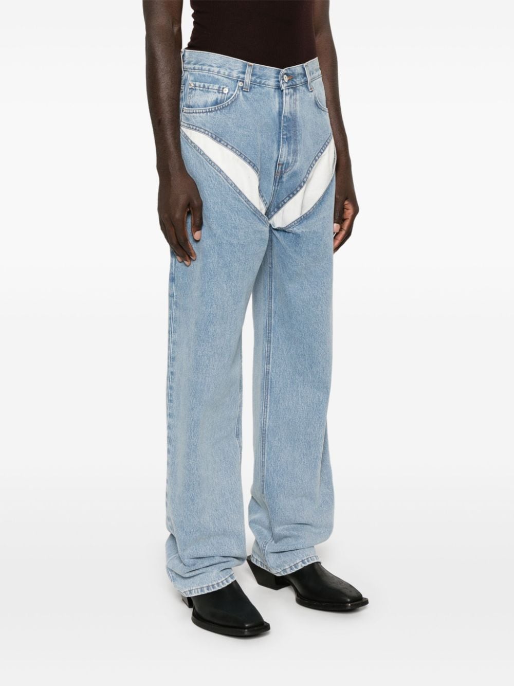 Shop Y/project Contrast-panel Jeans In Blue