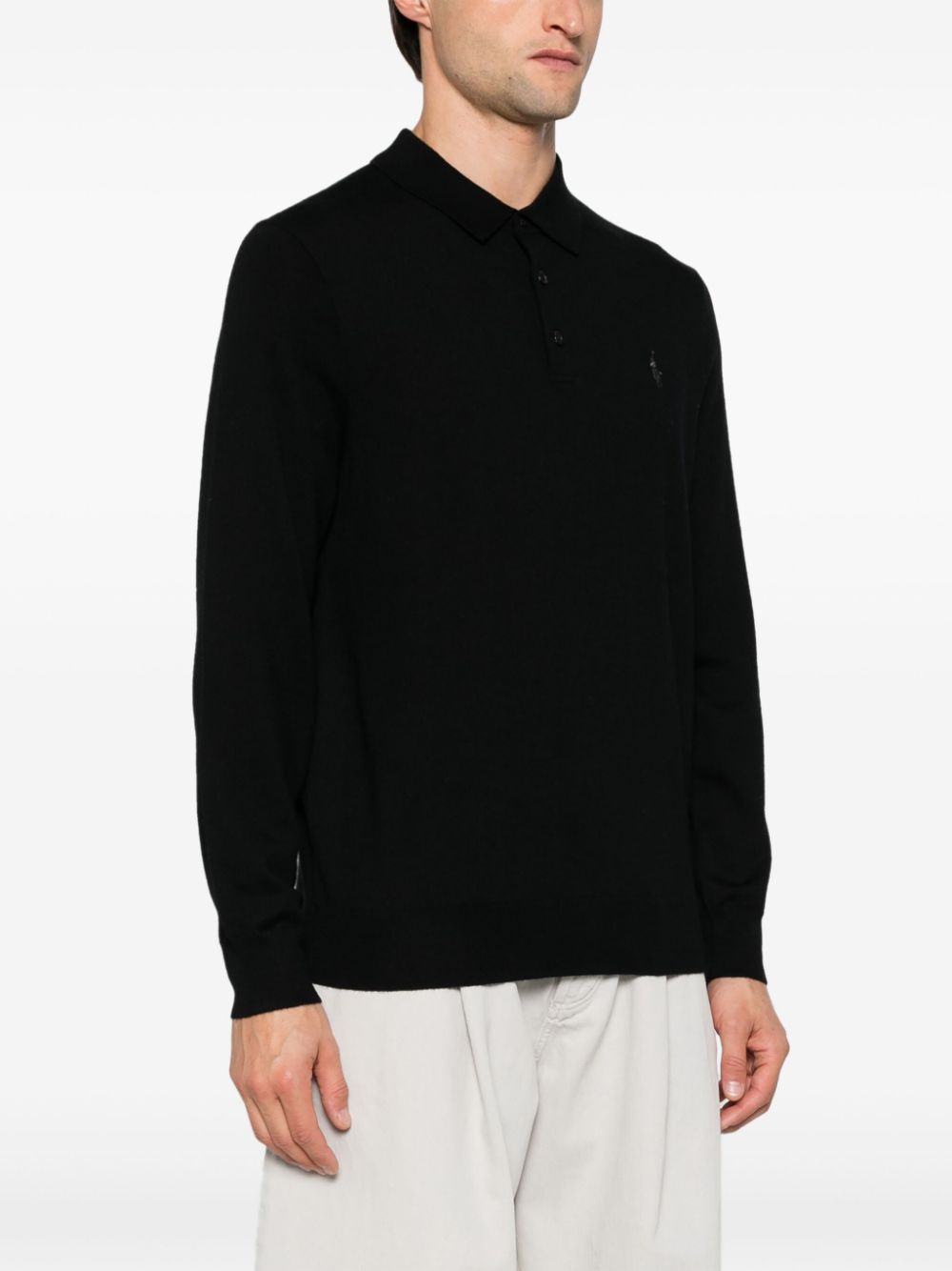 Shop Polo Ralph Lauren Knitted Polo Shirt In Black