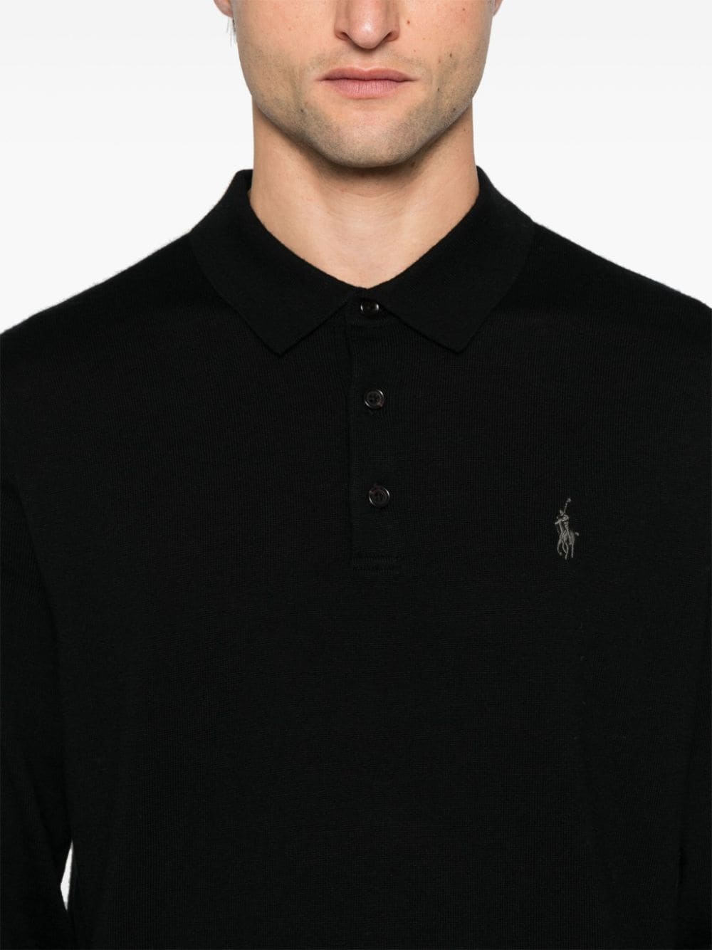 Shop Polo Ralph Lauren Knitted Polo Shirt In Black