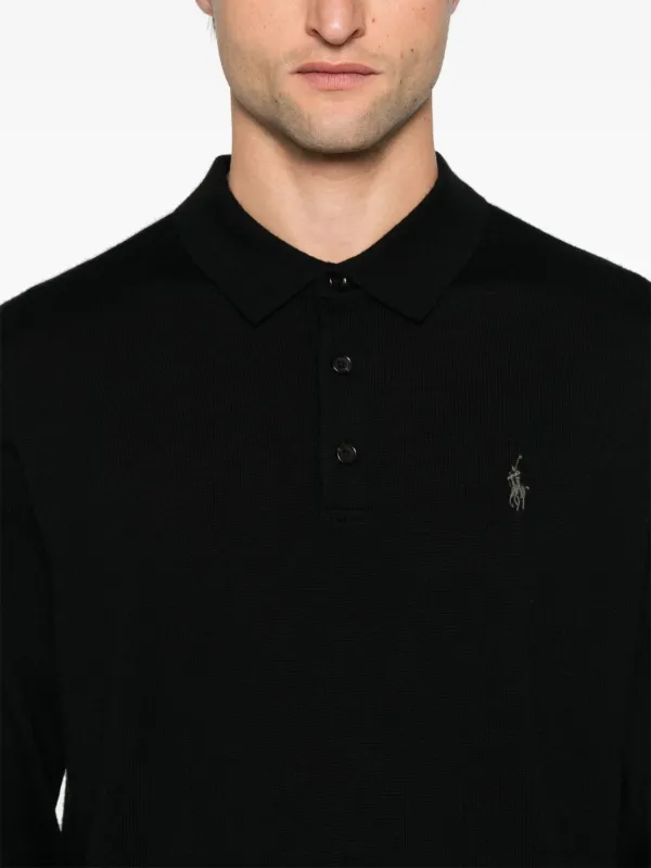 Polo Ralph Lauren Knitted Polo Shirt | Black | FARFETCH JO