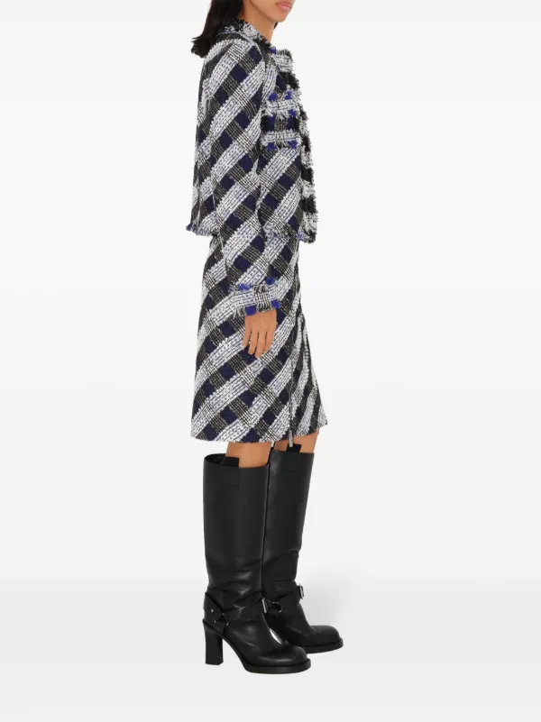 BURBERRY　ツイード　ジャケット スーツ Burberry クロップド ツイードジャケット | ブルー | FARFETCH JP
