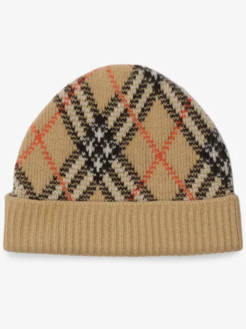 Burberry Geruite muts met geribbelde afwerking