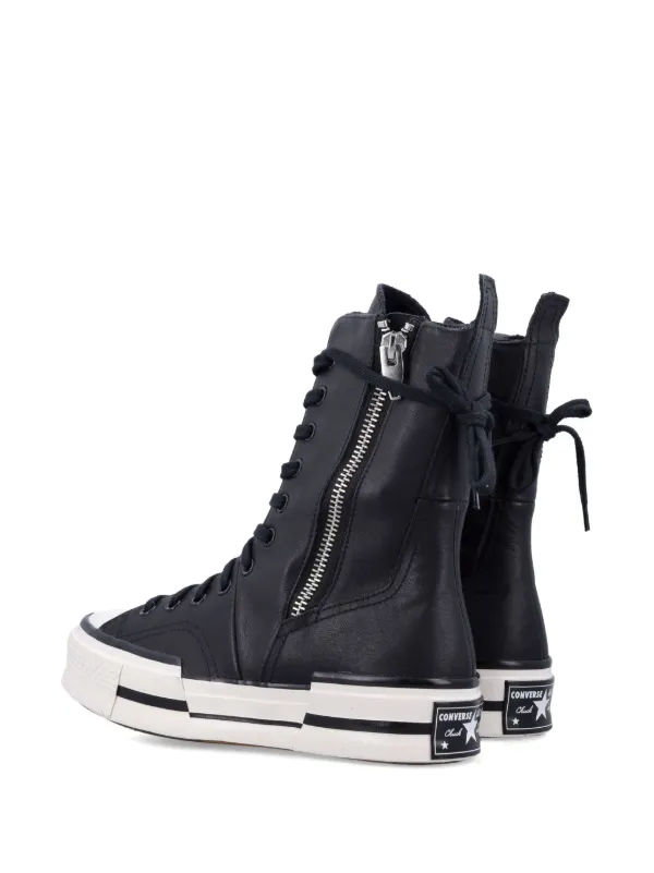 converse shoes black leather high tops