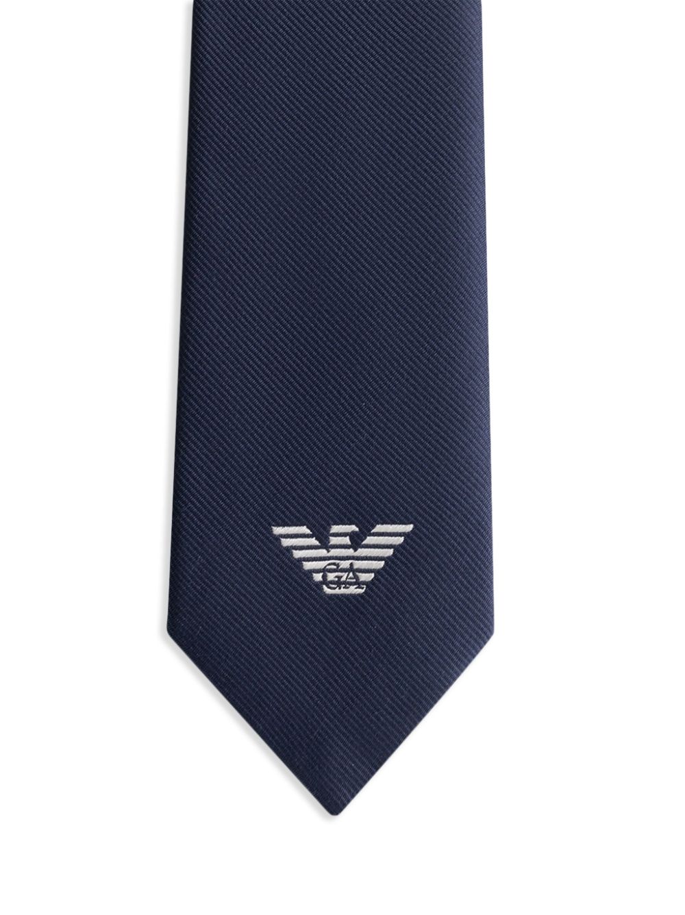 Emporio Armani Kids logo-embroidered tie - Blue