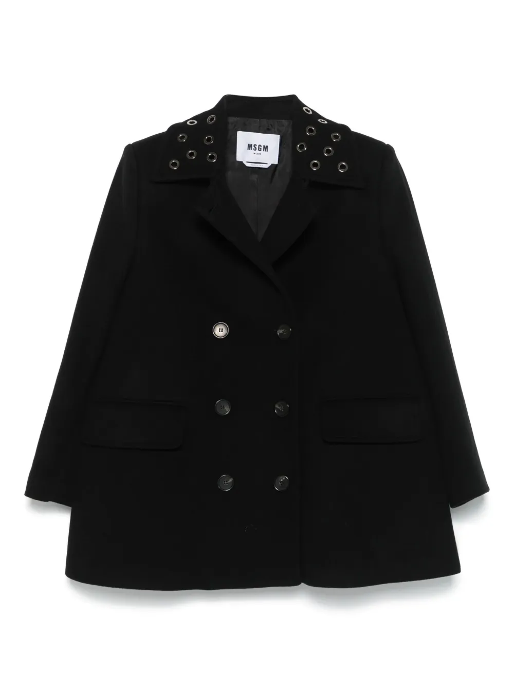 MSGM eyelet-detail coat | Black | Image 1