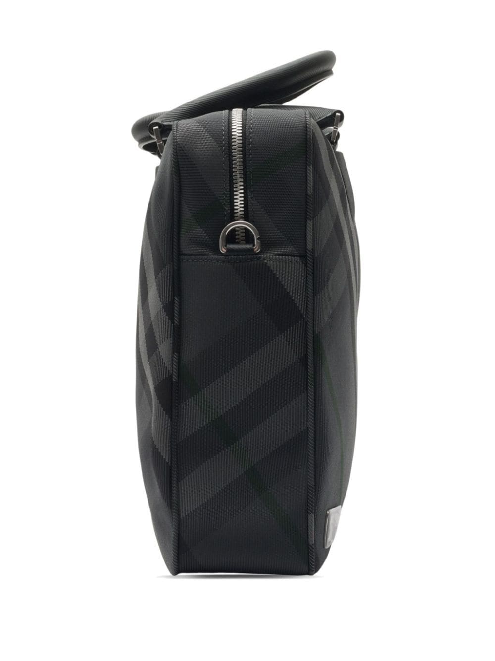 Shop Burberry Grid Check Briefcase In Black