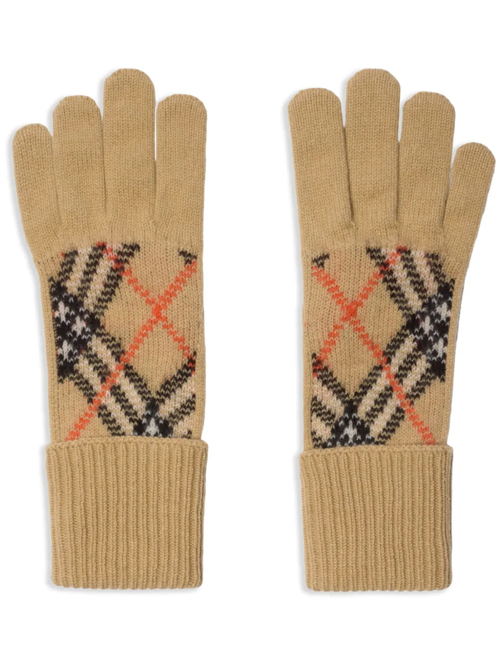 Burberry Check Cashmere Blend Gloves In Neutrals